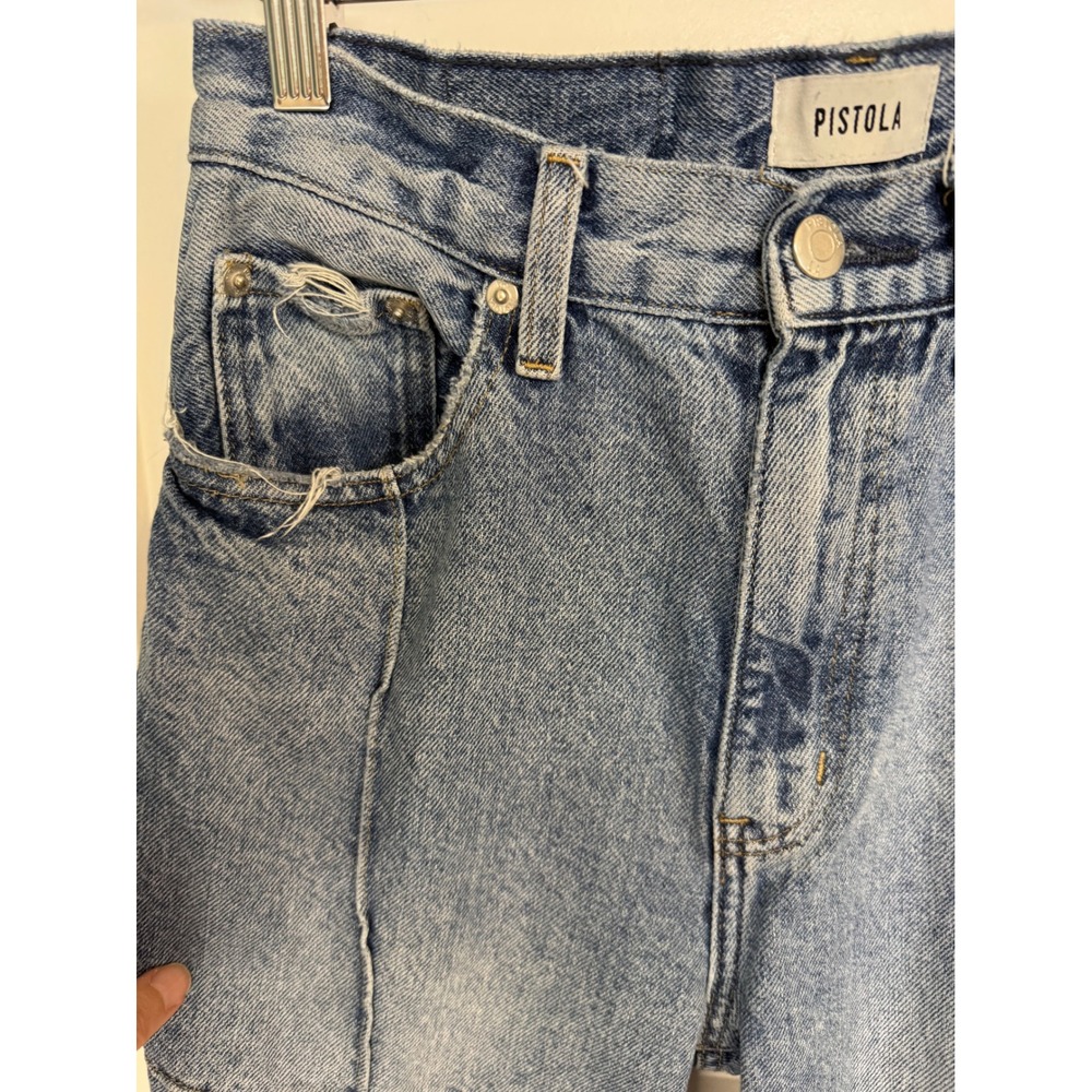 Pistola Cassie Super High Rise Straight Jeans Meridian Blue Hemp Blend Size 27 - Picture 4 of 13